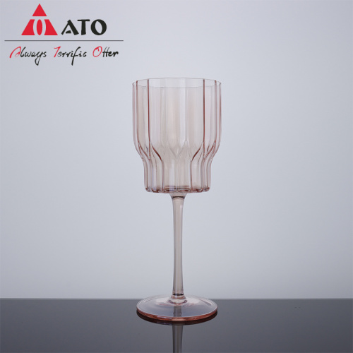 Полосатый высокий шампанский стеклянный десерт чашка вина бокал