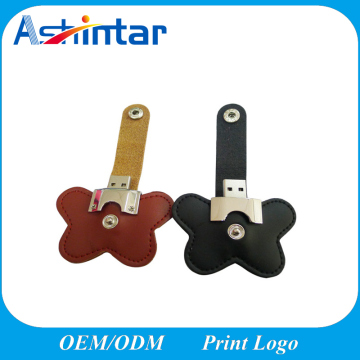 Flower Shape USB Memory Stick Leather USB Flash Drive