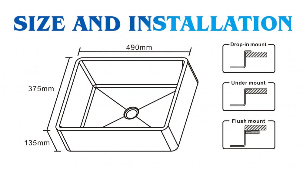 490mm Bathroom Kitchen Sink