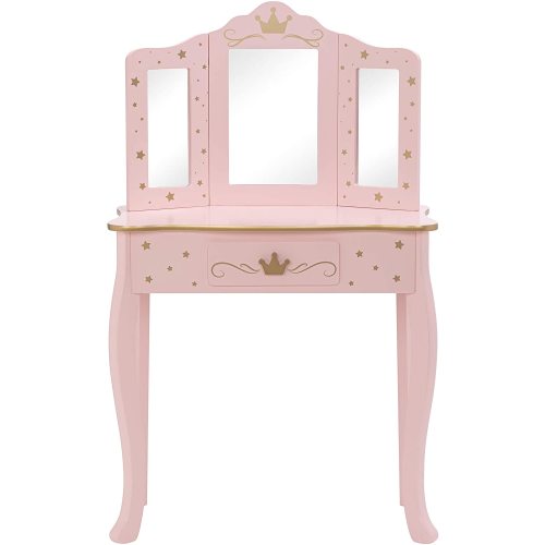 Kids Vanity Table With Chair And 3 Mirrors