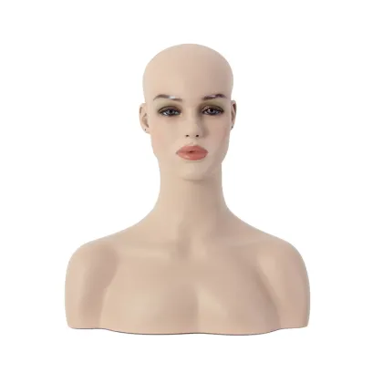Realistic Fiberglass Wig Display Mannequin Head with Shoulders
