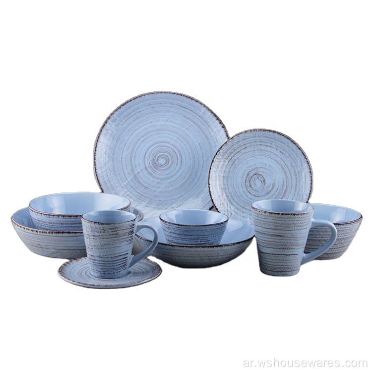 مجموعة عشاء Stoneware بألوان صلبة من 16 ٪