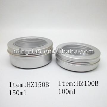 Empty Cosmetic Pots Container Jar Aluminium Tins Clear View Window 100ml 150mlEmpty Cosmetic Pots Container Jar Aluminium Tins C