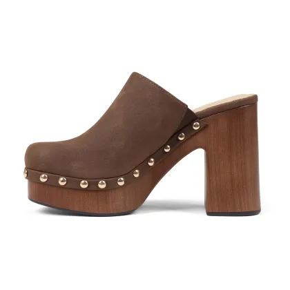 Casual Platform Riveted Slip-On Mule Sandals