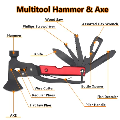 Multifunctional Survival Camping Hammer Axe Multitool