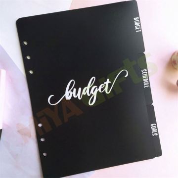 Custom Cash Envelope System Budget Planner - Black 6 Tab Dividers