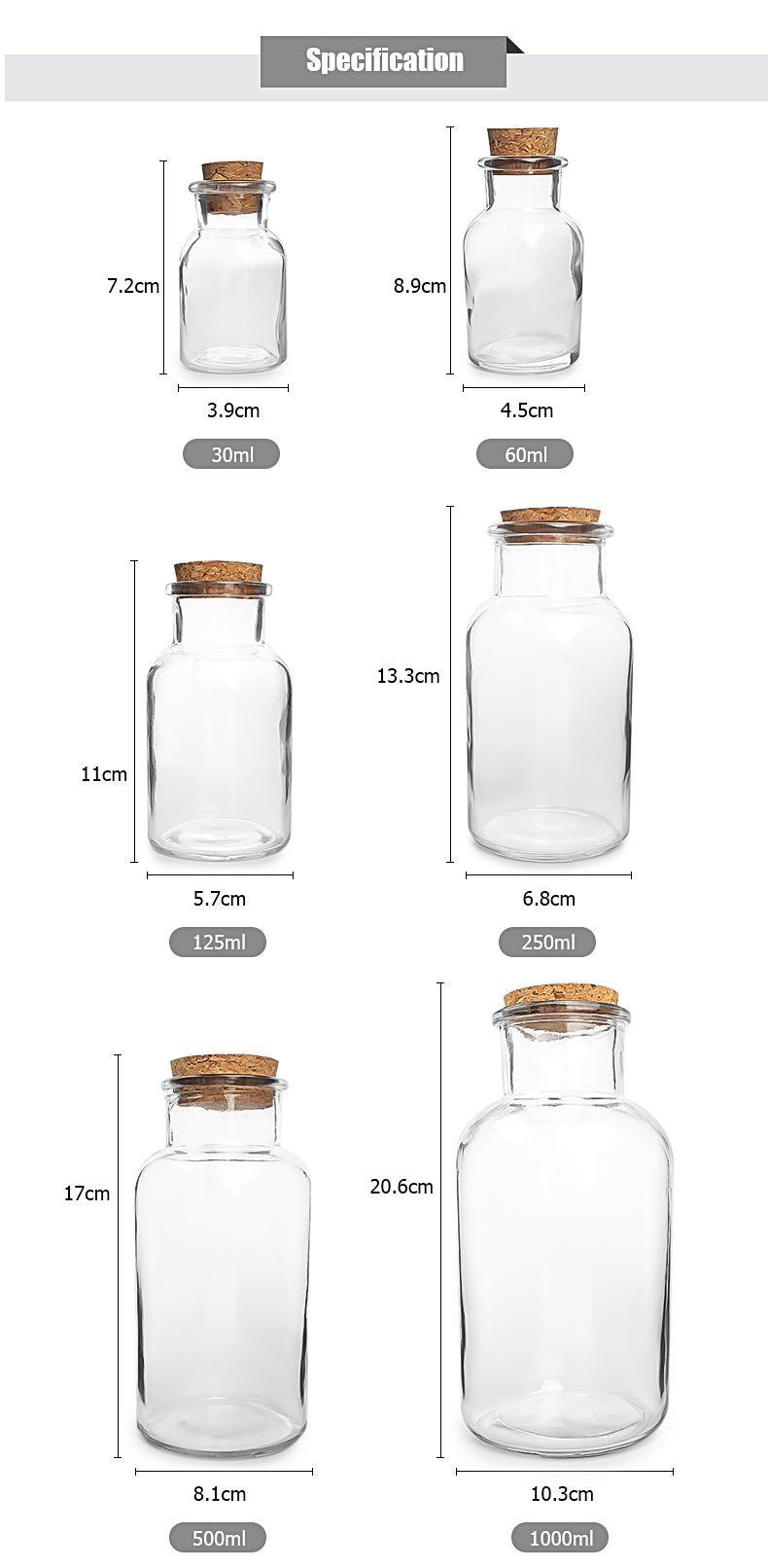 Glass Reagent Bottle With Cork