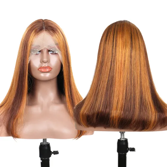 Highlight 4/27 Blonde Ombre Piano Color HD Lace Front Bob Wig Indian Cuticle Aligned Virgin Human Hair Short Bob Transparent Wig