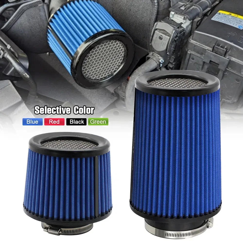 Nuovo filtro per aria auto da 245 mm con mesh di ferro da 76 mm universale blu per il tubo di aspirazione dell'aria dell'auto