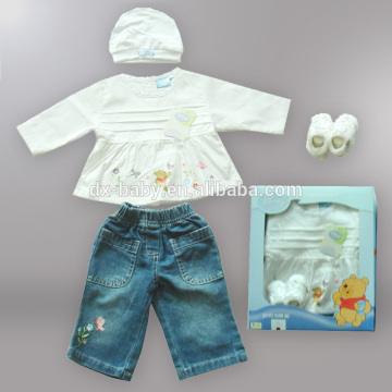 2015 New Style Kids Clothing Sets For Girls winnie Baby Cotton Suit 4 pcs top And Pants New Style Clothes