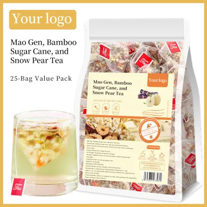 Mao Gen Bamboo Sugar Cane and Snow Pear Tea - Healthy Instant Bag Tea for Adults