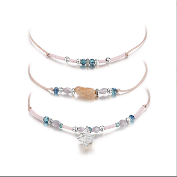 Handmade Adjustable Wrap Bracelet Bohemian String Braided Beads Anklets Gifts for Women Girls