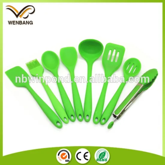 Beautiful design custom green silicone kitchen utensil set
