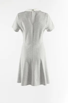 Grey Knitted Dress With Peter Pan Collar
