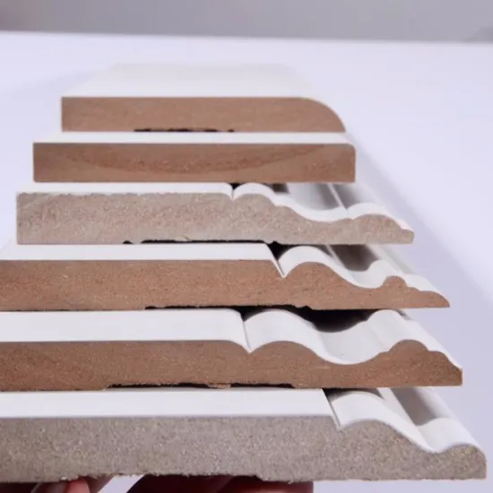Eco-friendly decorative interior cove white primer mdf baseboard moulding for ceiling