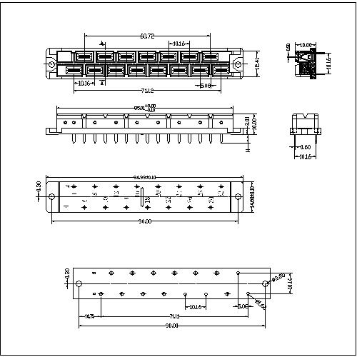 DFS-XX-XXX-D05 Vertical Female Type High Power Connectors 15 Positions-Model