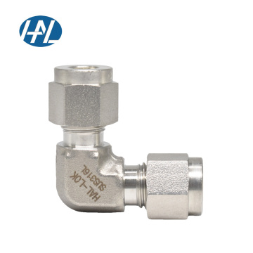 Stainless Steel High Pressure Compression Fitting Union Elbow 90 Degree Double Ferrule Connector