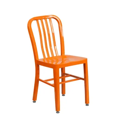 Stackable Antique Industrial Navy Chairs - Metal Dining Chairs for Events