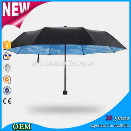 Sun Protection Umbrella Blue Sky 3 Folding Parasols Rain Umbrella