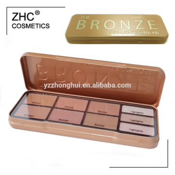 CC4259 6 Bronze powder and 3 highlighter powder with tin box packing