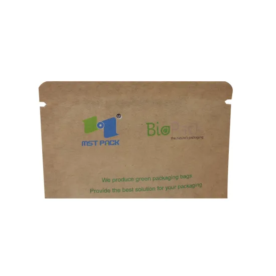 eco friendly bio PLA 3 side seal paper bag