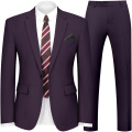 WYWK 2 Piece Men's Suit Wedding Business Party-Purple-XS