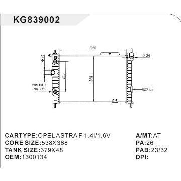 auto radiator car:OPEL ASTRAG F 1.4I/1.6V OEM:1300134