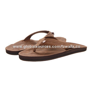Summer/Spring Men's Casual Flip Flops with High-quality, Anti-slip TPR Sole and Brush Foot Bed