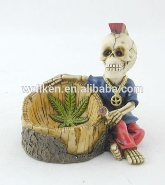 polystone souvenirs ashtrays,resin sitting skull figurines