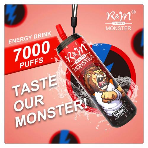 Rechargeable Monster Vape R&amp;M Disposable 7000 Puffs