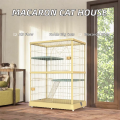 Macaron Вялікая клетка для котак Сталёвы дрот Вальер для котак Пярэднія дзверы Шматузроўневыя платформы Лесвіца Пандус у памяшканні