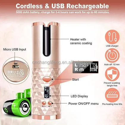 Cordless Mini Curly Hair Stick Fully Auto Rotating Hair Curler