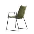 Modern Restaurant Stackable Chairs Green PU Leather Chair Luxury Chair With Iron Leg For Restaurant And Kitchen