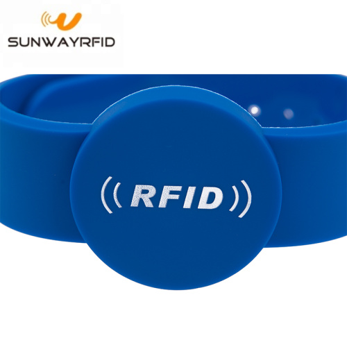 Tamper Button PVC RFID Wristbands NFC Chip Bracelet
