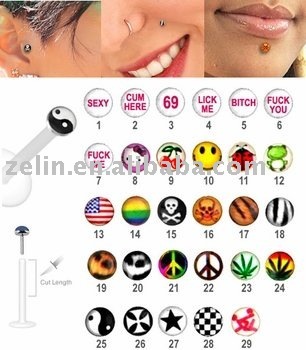different color logo lip ring ,body jewelry