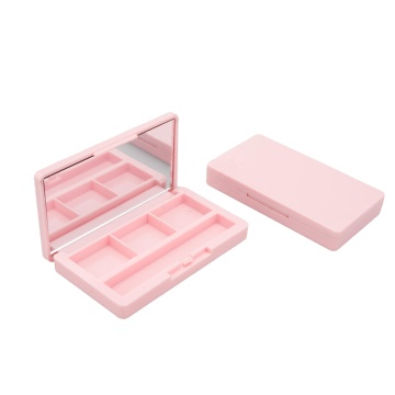 Wholesale Custom Square 3 Color Eyeshadow Palette Case - Pink Glitter Plastic Makeup Container