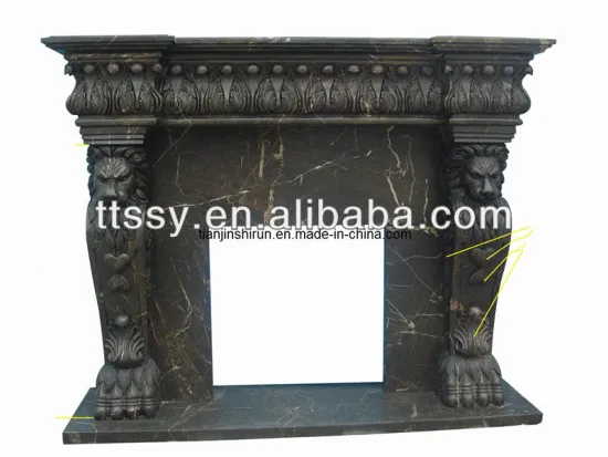 Artificial Marble Lion Fireplace Surround