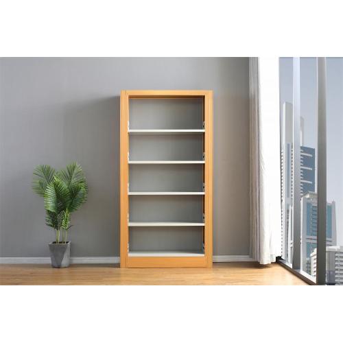 White 5 Tier Library Bookcase Metal Bookshelf