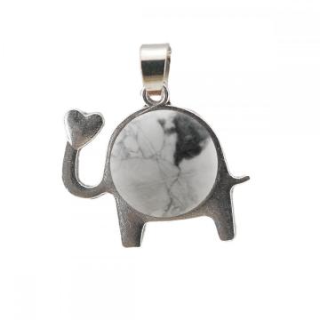 Gemstone Crystal Elephant Pendant Zinc Alloy Natural Stone Pendant Quartz Crystal Charm Pendants for DIY Jewelry Making