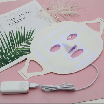 Maschera al silicone a luce rossa a LED terapia con collo