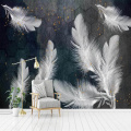 Custom Wallpaper 3D Blue Watercolor Background Wall White Feather Murals Living Room Bedroom Modern Abstract Art 3D Wall Papers