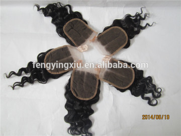 deep wave 10" black color 100% peruvian remy hair closure beauty hair