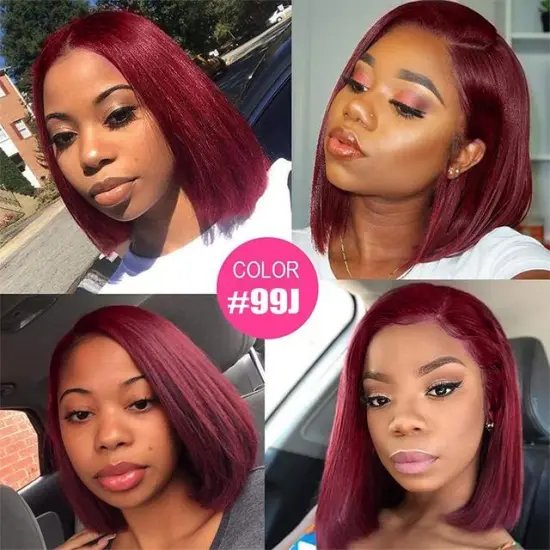 Glueless 99J Short Bob Wigs: Raw Human Hair Lace Front Wholesale for Black Women
