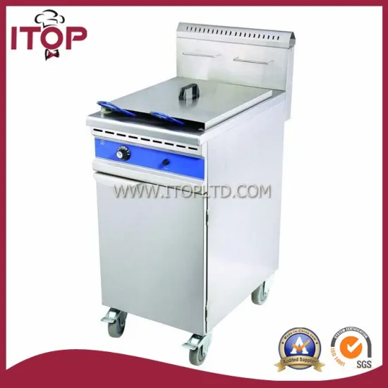 Single tank 48L stainless steel with cabinet gas industrial deep fryer