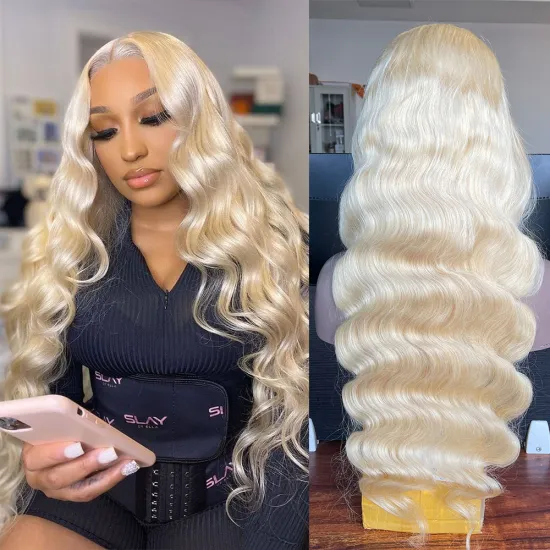 Factory cheap wholesale blonde 613 lace front wig, blonde lace frontal body wave wig,  13*4 lace frontal 30 inch 613 wig