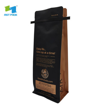 Sacchetto con valvola in lamina di plastica con stampa di prodotti personalizzati, sacchetto per caffè nero opaco, minimo