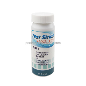 50-Pack Multi-Test Pool Chemical Strips: Total Alkalinity, Hardness, Free Chlorine, Bromine, Cyanuric Acid, and pH Levels for Pool Maintenance