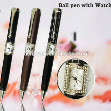 Newest Pen with Watch Hot Sale Novelty Desing High Quality Ballpoint Pen with Clock Shell Dial case with Crystal for Men Gifts