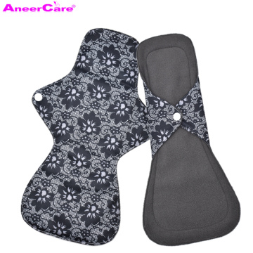 Menstrual Pads With Bamboo-charcoal Absorbency Women Washable Panty Liner Cloth Menstrual Pads Heavy Flow