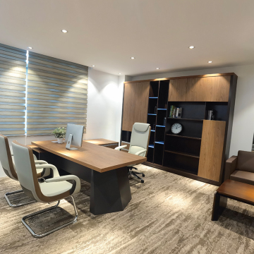 Luxury Executive Office Furniture: Metal and Wooden L Shaped Desks